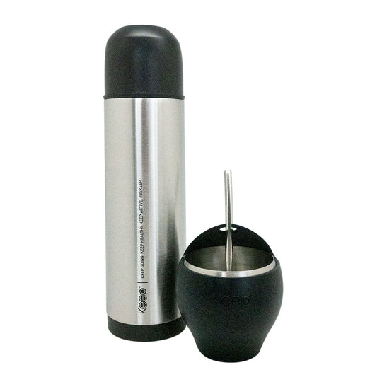 Mate Set + Termo Bala Keep Acero Inoxidable - Negro