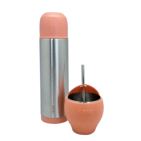 Mate Set + Termo Bala Keep Acero Inoxidable - Coral