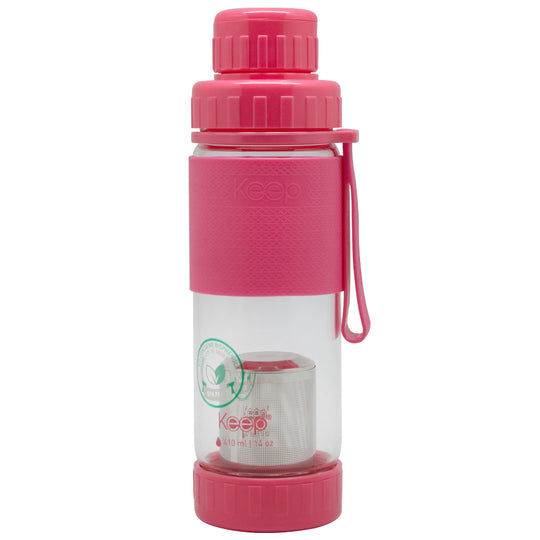 Botella Vidrio Keep con Infusor 410 ML - Rosa