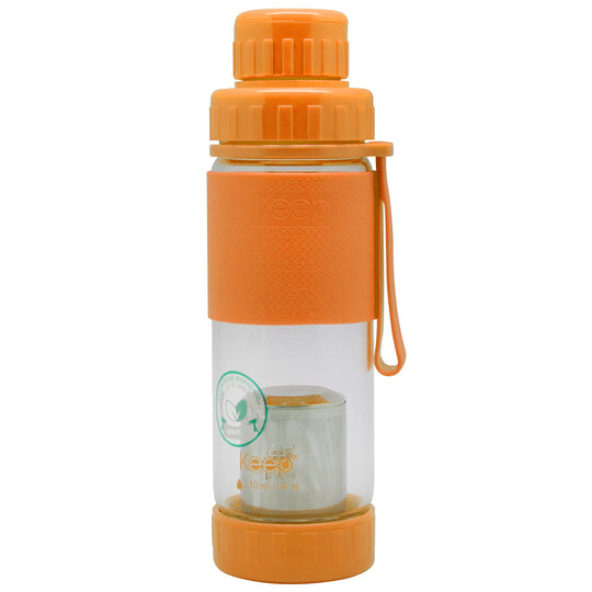 Botella Vidrio Keep con Infusor 410 ML - Naranja