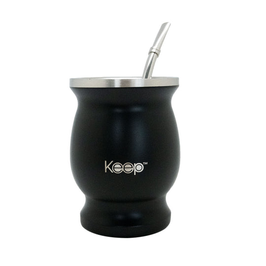 Mate Clásico Keep Acero Inoxidable con Bombilla 200 ML - Negro