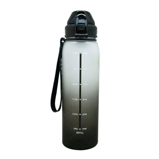 Botella Agua Marcador Horas Keep 1 L - Negro