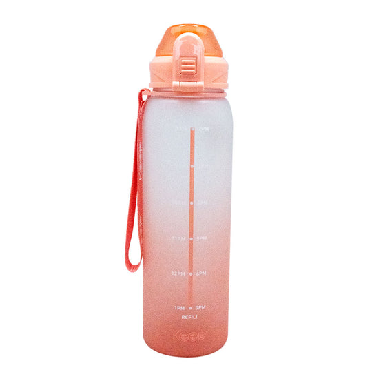 Botella Agua Marcador Horas Keep 1 L - Coral