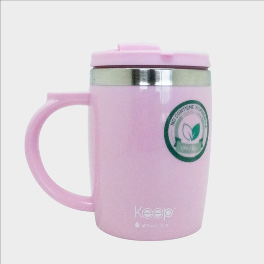 Mug Termo Keep Acero Inoxidable 400 ML - Rosa