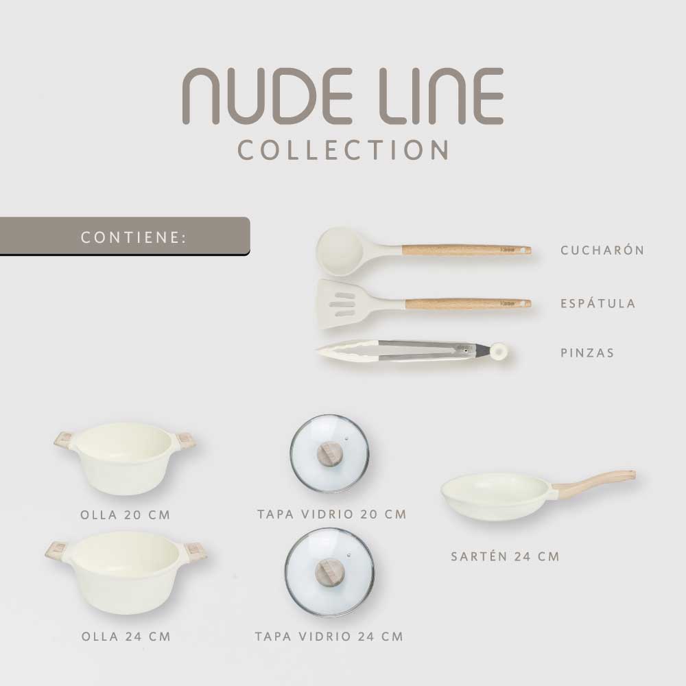 Batería de Cocina Antiadherente 8 piezas Keep Nude Line