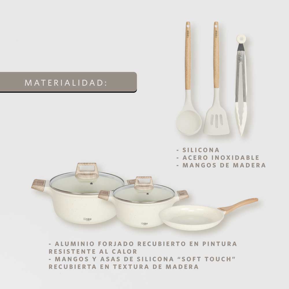 Batería de Cocina Antiadherente 8 piezas Keep Nude Line